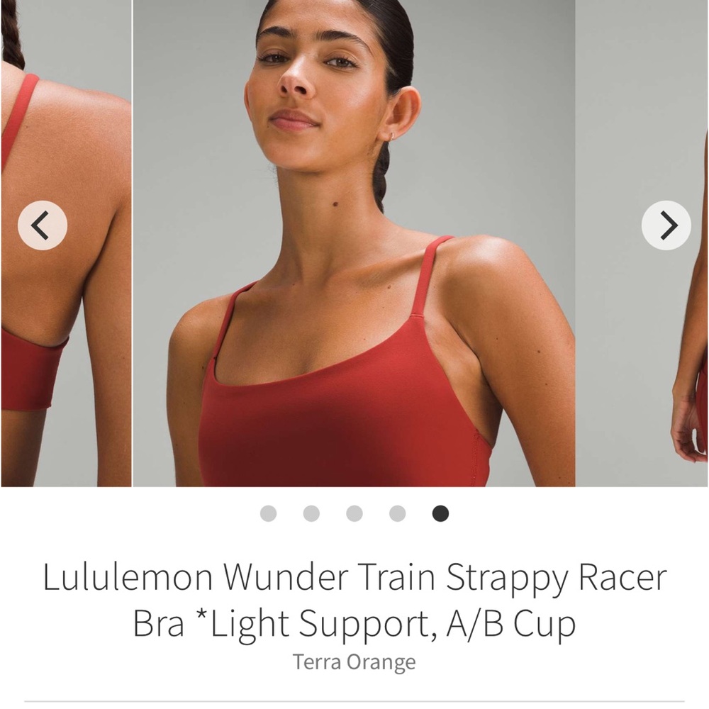 Lululemon Wunder Train strappy racer Bra Terra Orange A/B Sz 6